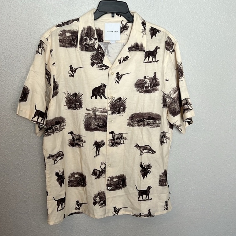 I Love Ugly Cuban Collar Shirt Size Large